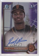 2022 Bowman Chrome Prospect Purple Refractor /250 Ryan Reckley #CPA-RR Auto 03ox