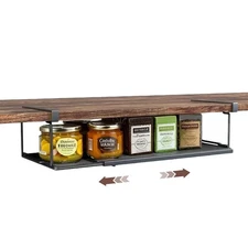 Expandable Under Cabinet Shelf, Adjustable Length Under Shelf Storage with Th...