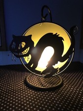 Halloween Trendmasters Full Moon Black Cat Silhouette Metal Shadow Light