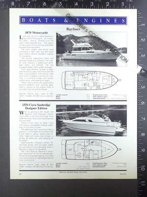 1984 1-pg. FEATURE on Bayliner 38 3870 Motoryacht & 25 2550 Ciera Sunbridge boat