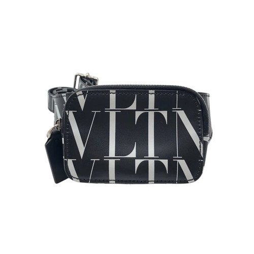 VALENTINO VLogo Mini Belt Bag Black / White Leather Belt Bag #OKB4478