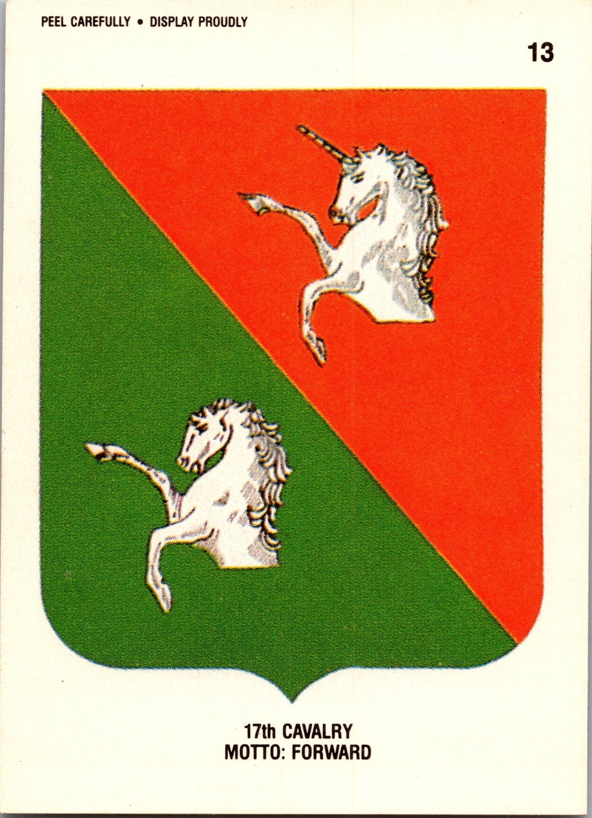 1991 Topps Desert Storm #13 17th Cavalry Motto: Forward Stickers