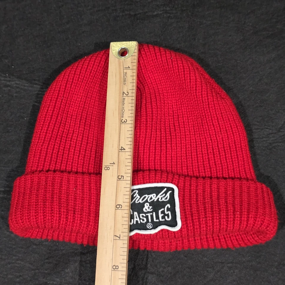 Gorro Crooks & Castles Para Hombre Talla Única Tejido Rojo Bordado Logo Gorro  Foto 3 de 4