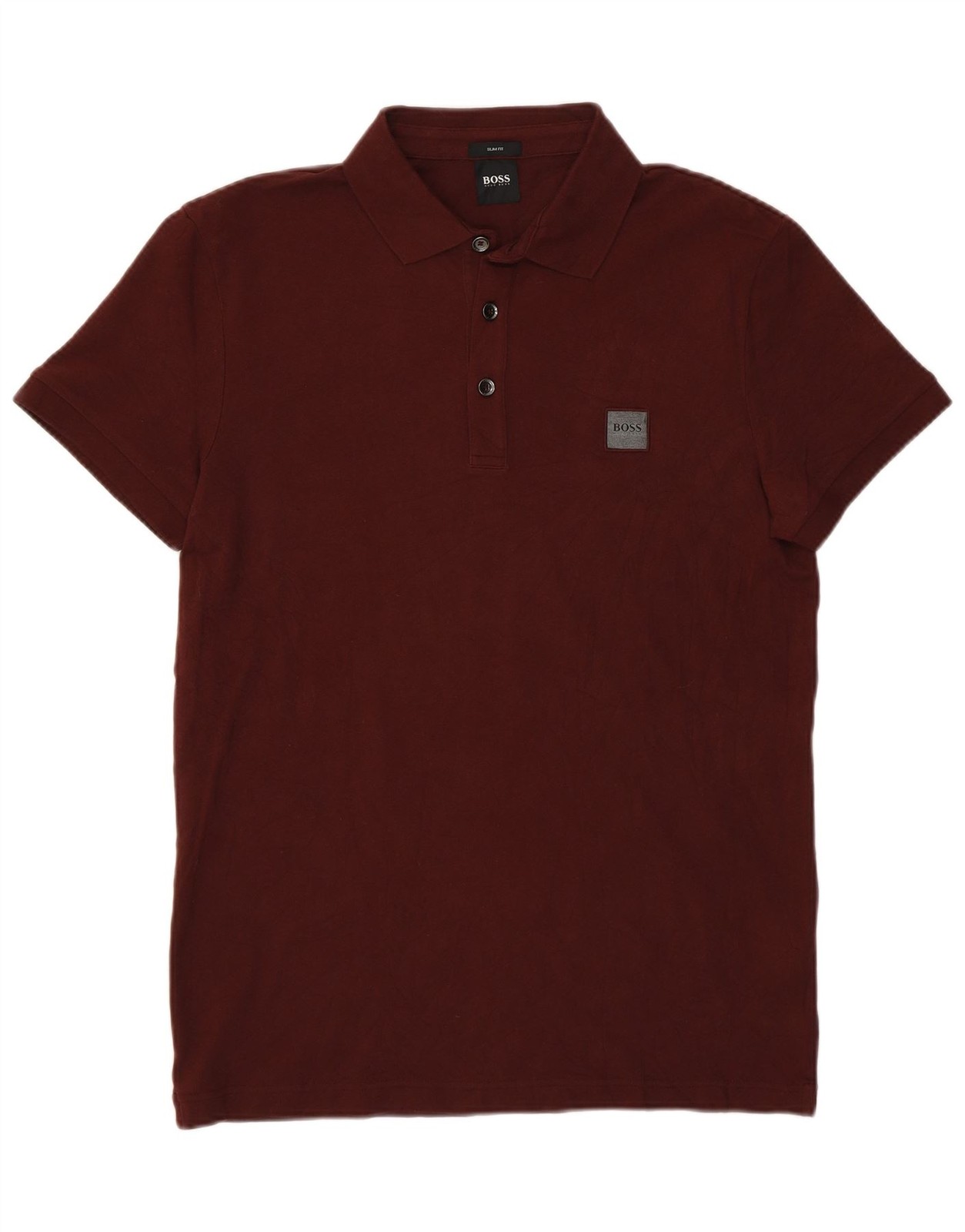 Hugo Boss Mens Slim Fit Polo Shirt Large Burgundy Cotton CH13