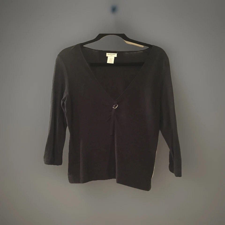 Blusa de algodón Jill Stuart negra talla 3 grande mostrada con falda Helmut Lang Foto 3 de 4