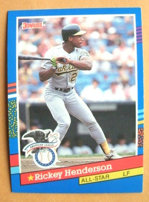1991 DONRUSS BASEBALL CARD #53 RICKEY HENDERSON AS HOF-MINT   ERR-NO . AFTER INC