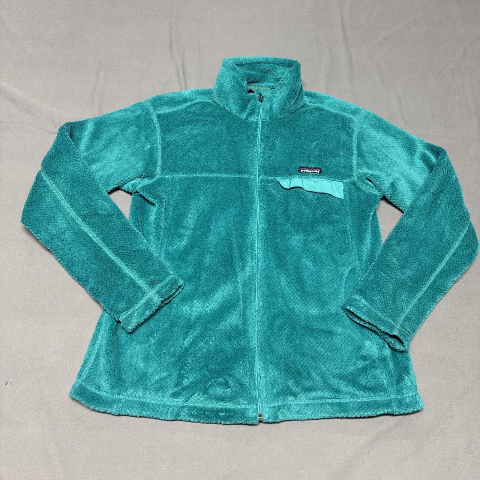 Women's PATAGONIA Teal Green Polartec Full Zip Sweater Jacket Large