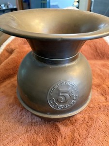 Vintage Brass Spittoon Advertising “all Famous Havana 5 Cent Cigars” 10” By 9” 