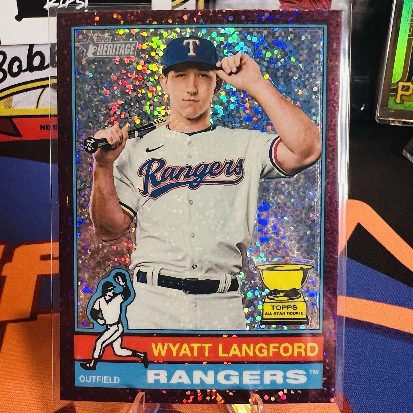 2025 Topps Heritage - Wyatt Langford #29 Chrome Burgundy Sparkle