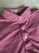 Pre-owned Holderness & Bourne XL Golf Shirt No logo Pink and White Stripe