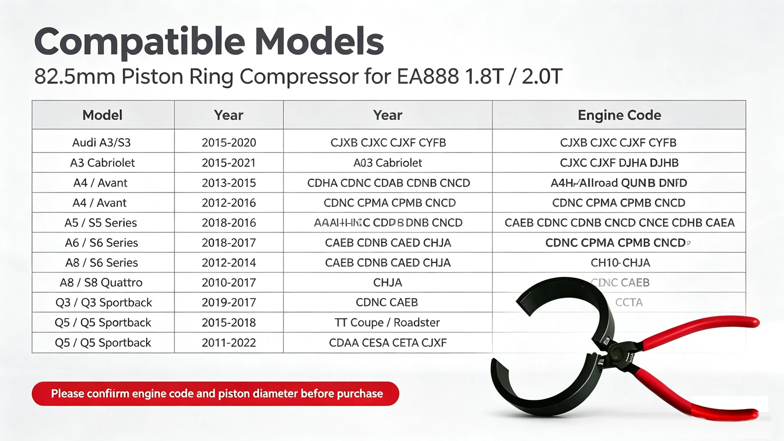 Piston Ring Compressor Pliers for EA888 1.8T 2.0T - view 3
