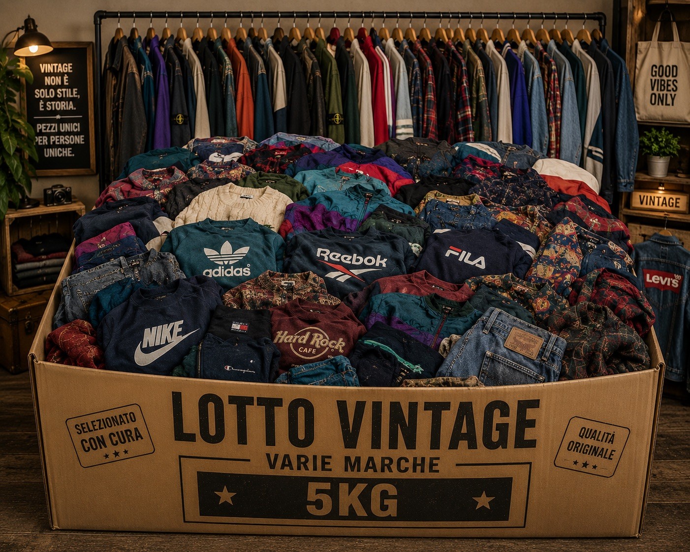 Lotto vintage al kg reseller box nike adidas fila business Brand box 5kg Silver