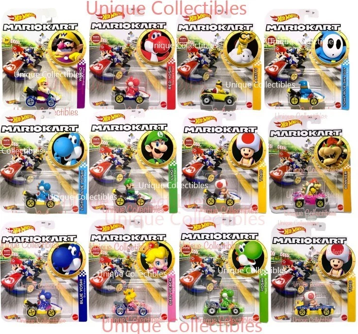 Hot Wheels Mario Kart Bowser Toad Yoshi Baby Peach Shy Guy Wario Brand NEW