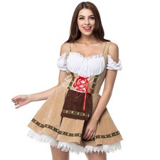 TOONRAIN Oktoberfest Costumes Women Authentic German Dirndl Small, Khaki