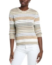 Cotton By Autumn Cashmere Rainbow Pointelle Stripe Sweater Women's