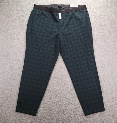 TALBOTS Pants Womens Size 24W SOHO Skinny Ankle Legging Green Plaid Pull On NEW