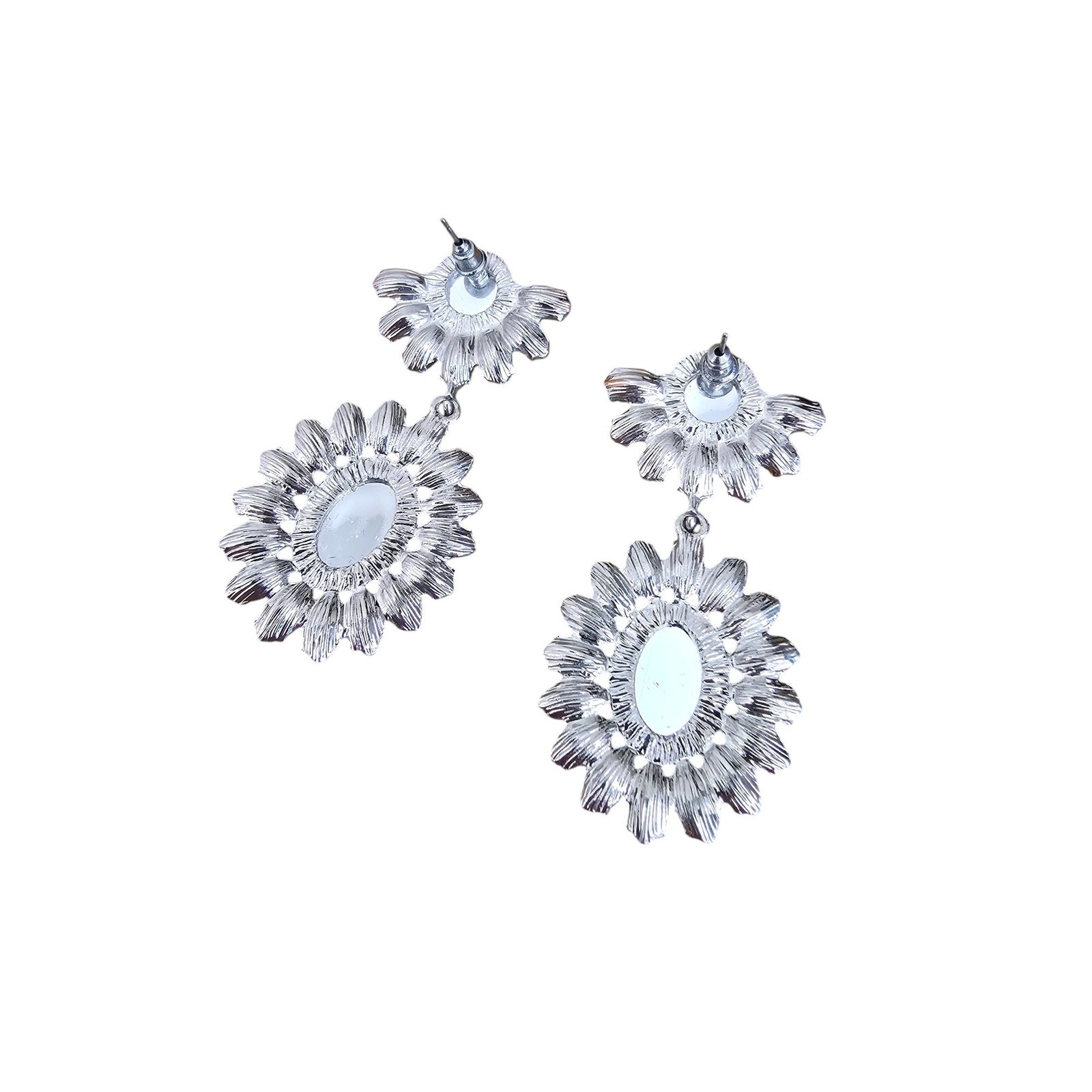 Vintage Y2K Clear rhinestone Statement Piece Earr… - image 3