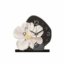 Analog Clock with Flower Shape Natural Wood Wooden Desk Clock Easy to Read