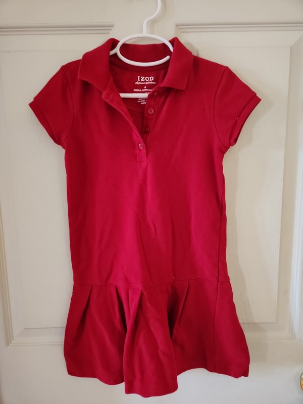 GIRL’S RED SHORT SLEEVE IZOD POLO STYLE DRESS SIZE 6
