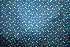 SMALL MULTICOLORED FLOWERS ON DEEP BLUE - 100 COTTON FABRIC