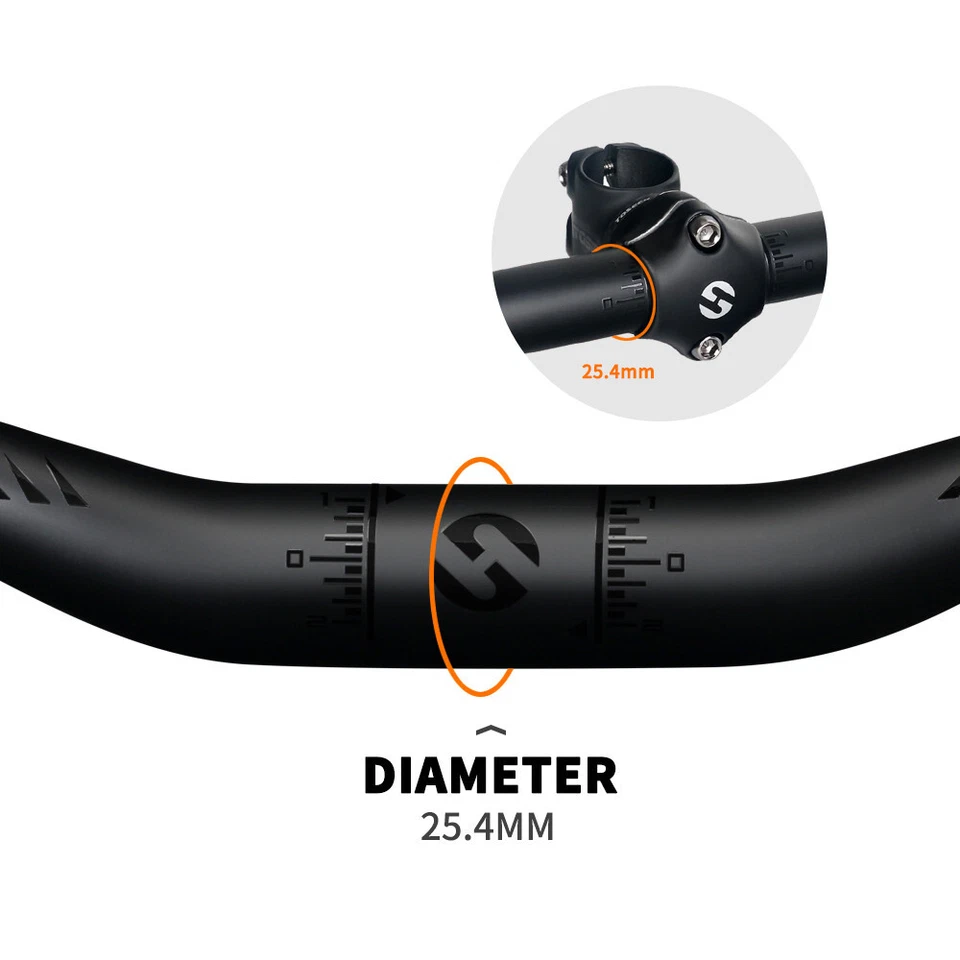 Guidão de bicicleta de fibra de carbono Ud 25,4 mm MTB barra plana riser 400-700 mm - Imagem 4 de 4