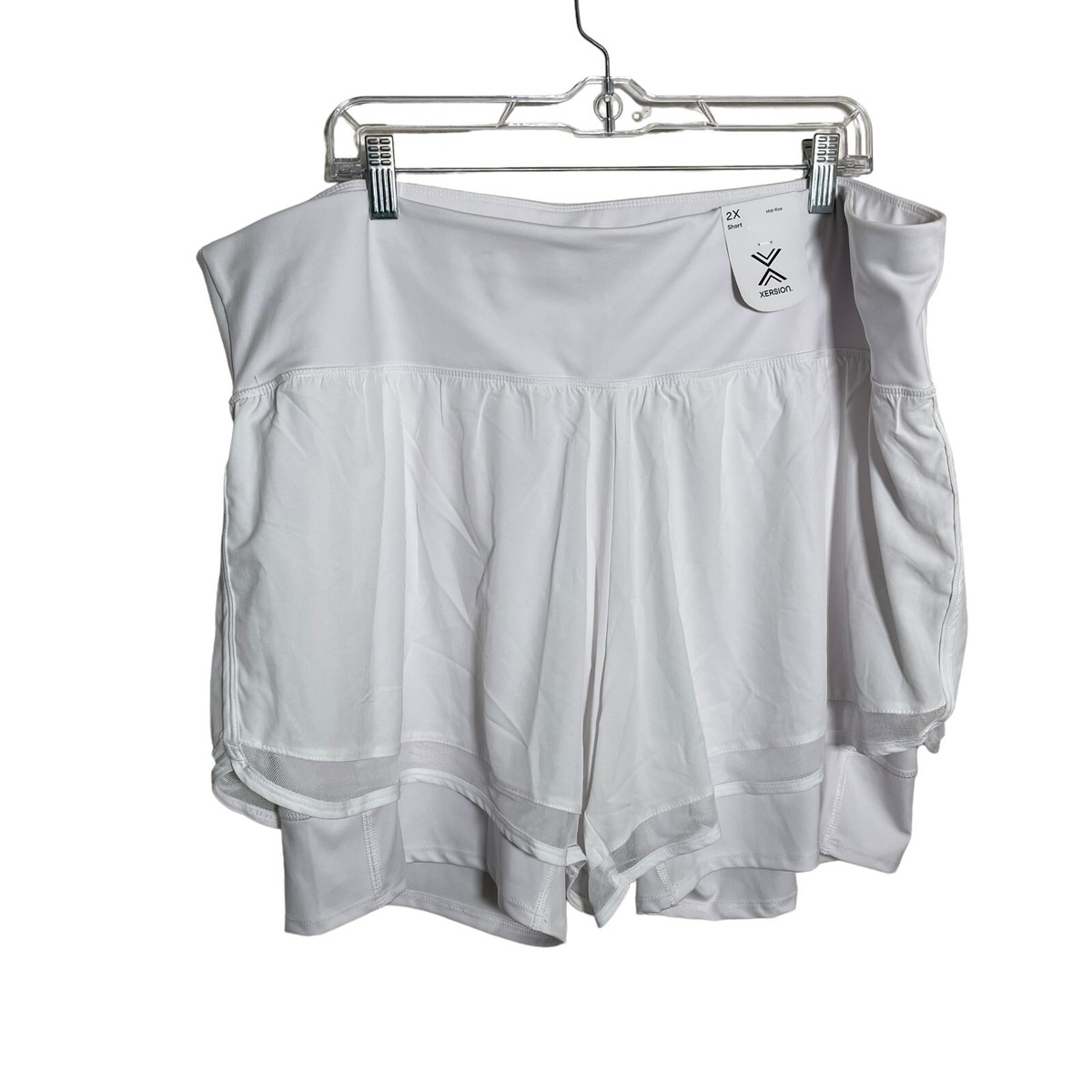 Xersion Shorts Women's 2X White Lined Quick-Dri Athletic Pull On Lounge