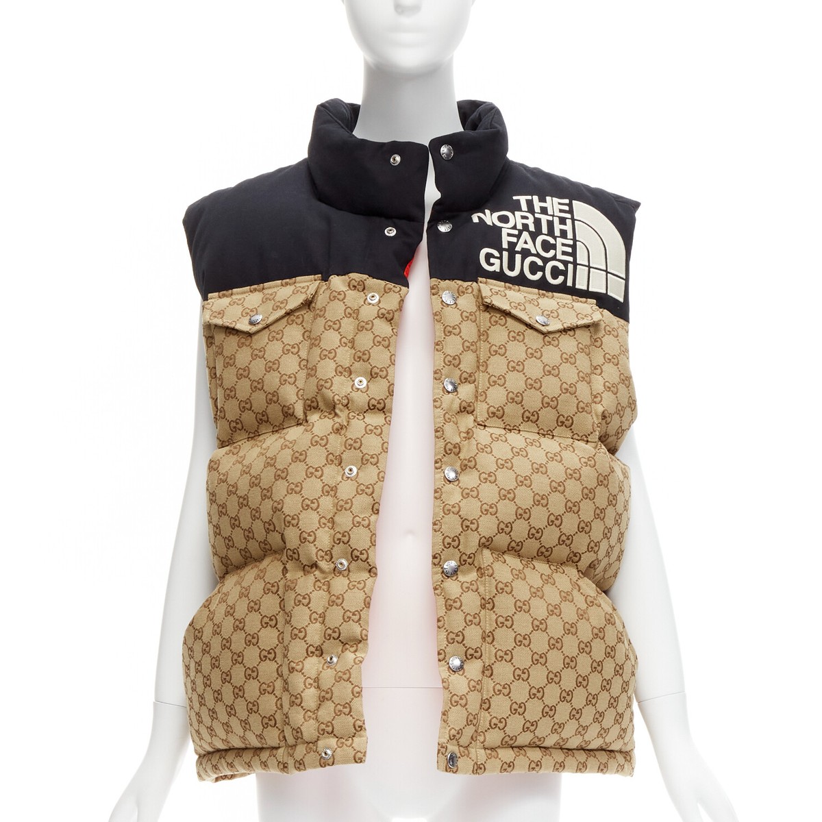 GUCCI THE NORTH FACE black beige big logo GG monogram padded GUCCI THE NORTH FACE black beige big logo GG monogram padded