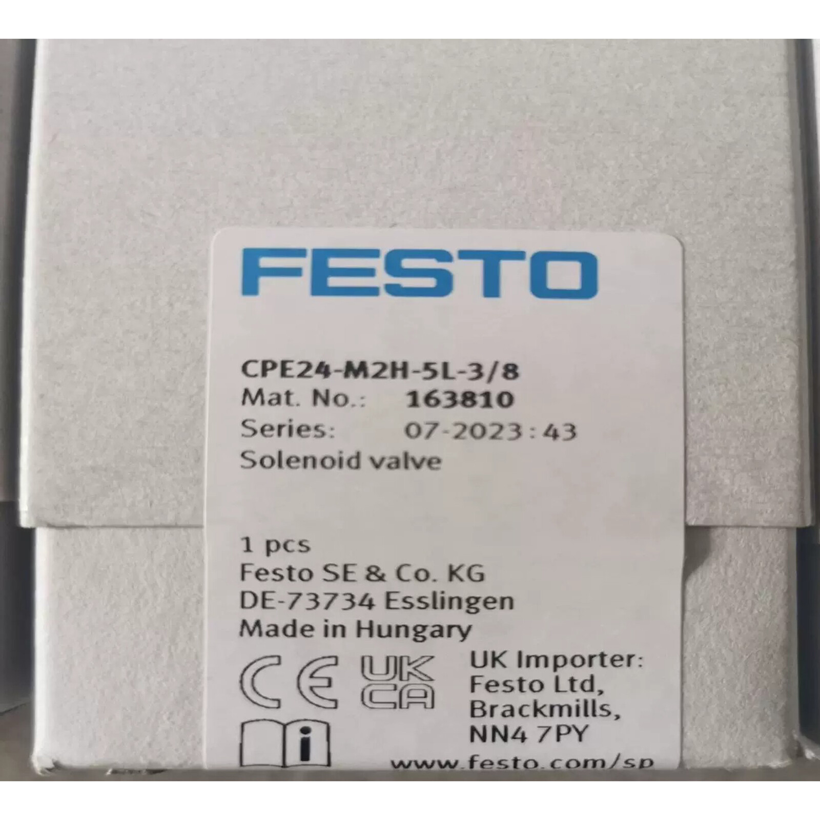 1pcs New FESTO CPE24-M2H-5L-3/8 163810 Solenoid valve Quality assurance