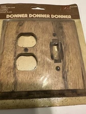 Vintage NOS Solid Oak Outlet Covers Combo Switch Plates Wooden Cottage Cabin