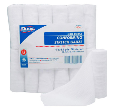 Dukal Conforming Stretch Gauze, 4'' x 4.1 yds - Case of 96 Rolls
