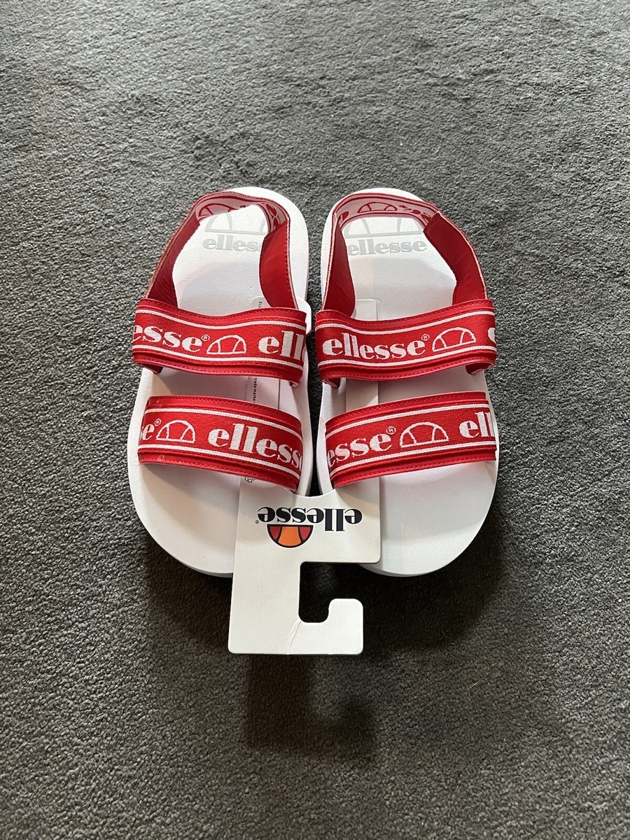 Ellesse giglio flatform logo sandal in red and white