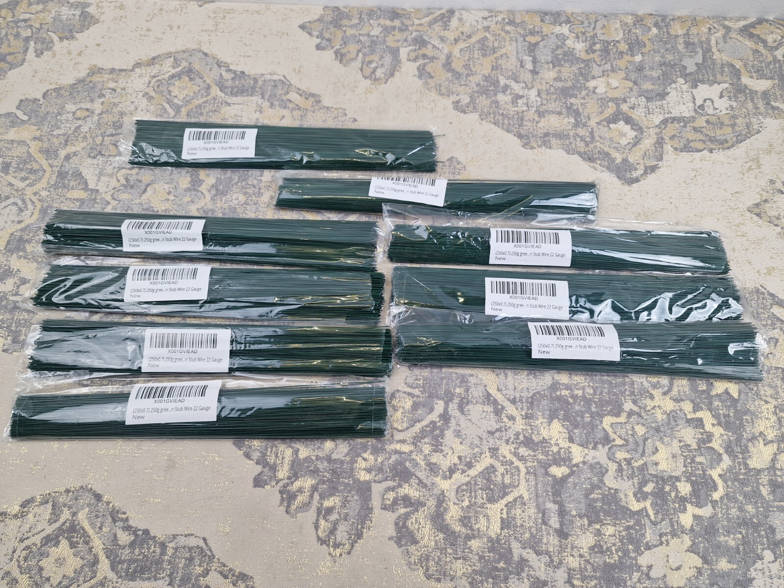 9x (250x0.7) green lacquered (2700 Wires) 10"" Florists Thin Stub Wire 22 Gauge