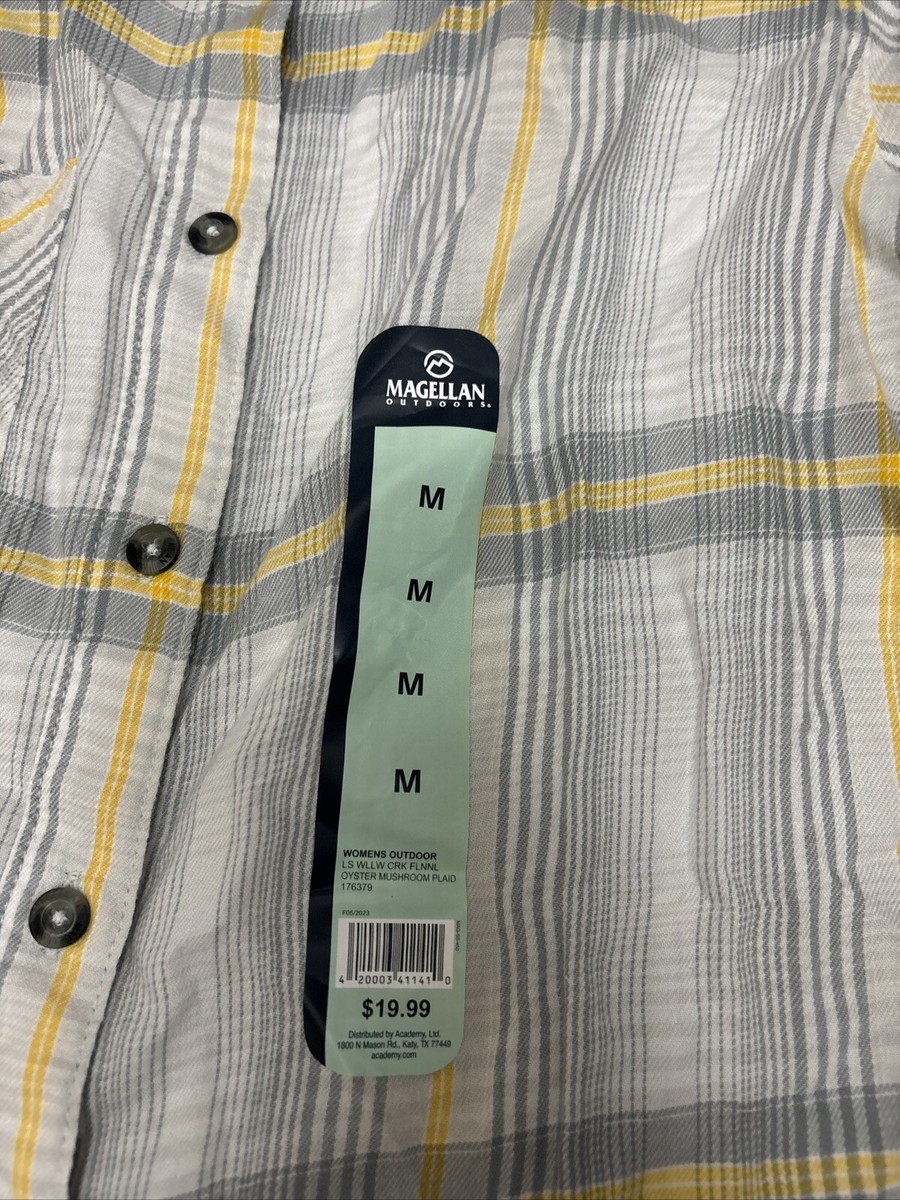 KATY様 Magellan Women's Medium Gray Flannel Outdoor Plaid Shirt Willow