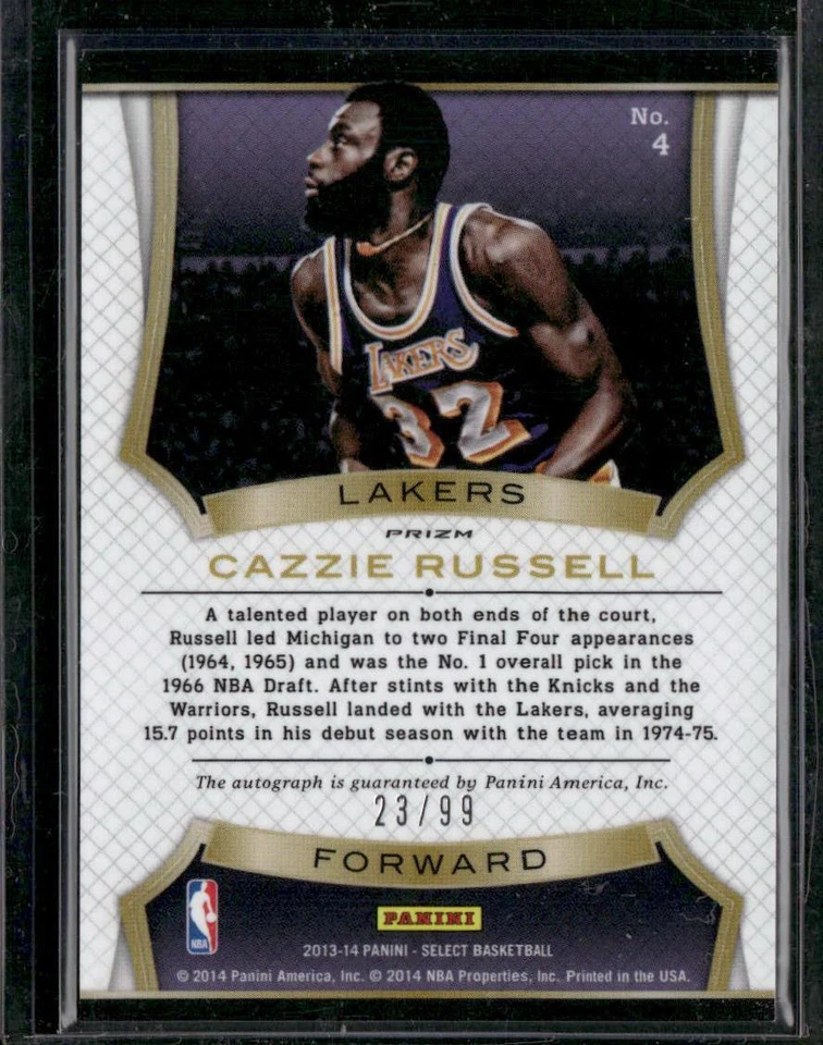2013-14 Panini Select #4 Cazzie Russell Signatures Purple AUTO #/99 - Image 2 of 2
