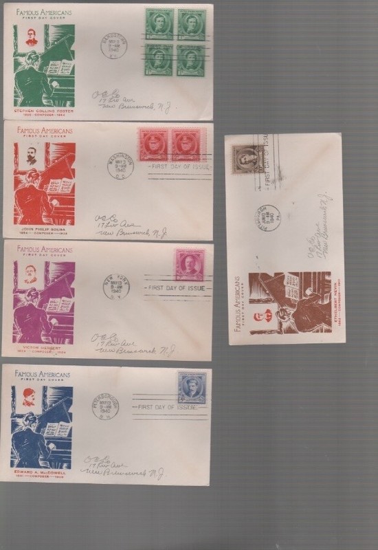 US stamps FDC #859-893 Fidelity  1940 Famous Americans Set of 35  3 (j3