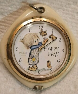 RARE Hallmark Picco  Precious Moment Happy Day Pendant WindUp Watch 1971 WORKING