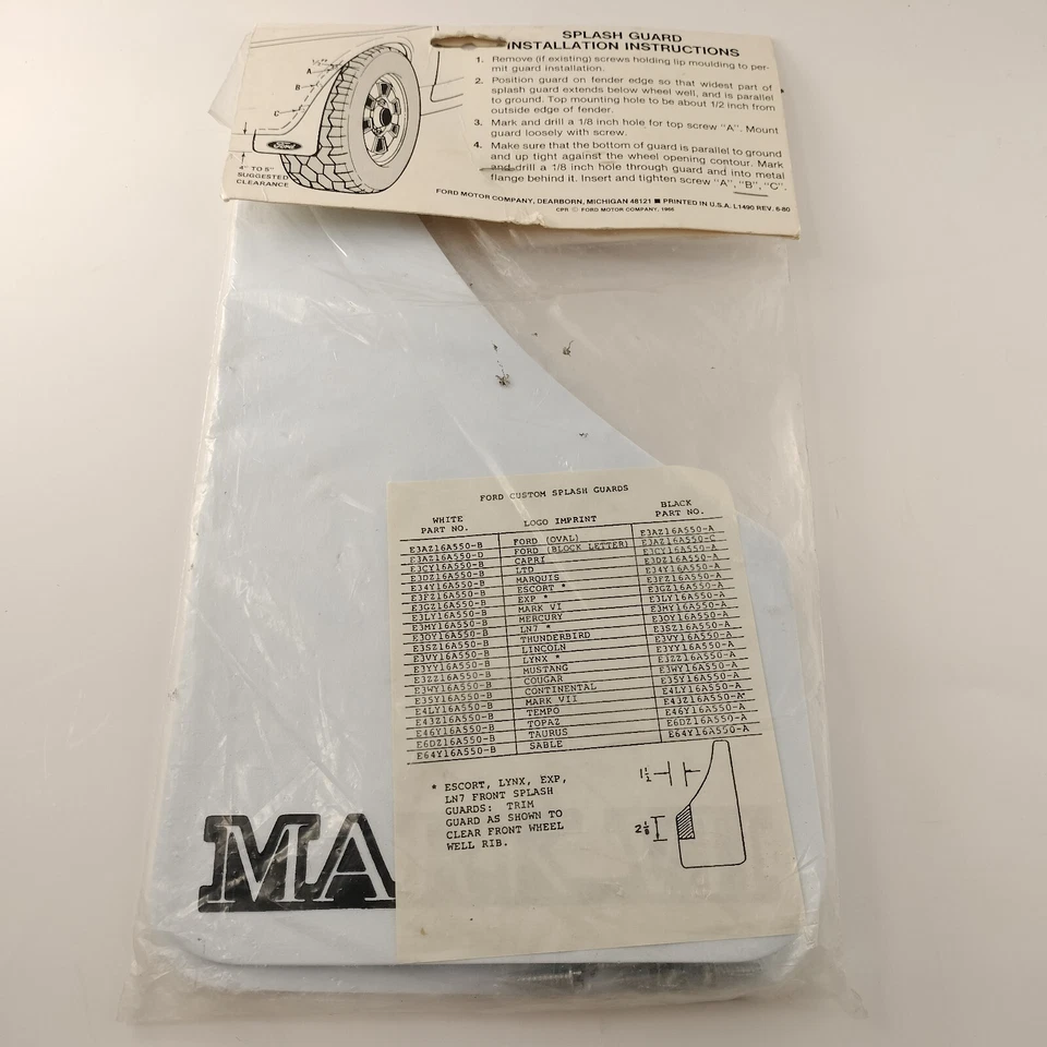 Accesorios originales Ford Lincoln Mark VII protector contra salpicaduras - NUEVO - ENVÍO GRATUITO Foto 2 de 3