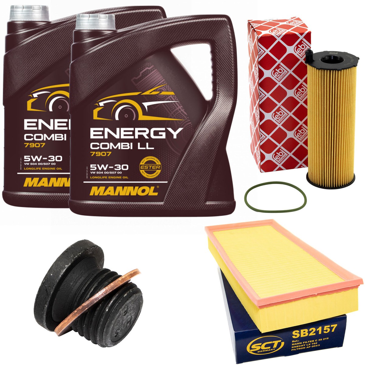 えび Motoröl Filter Set 5W-30 8 Liter + Ölablassschraube für VW Touareg