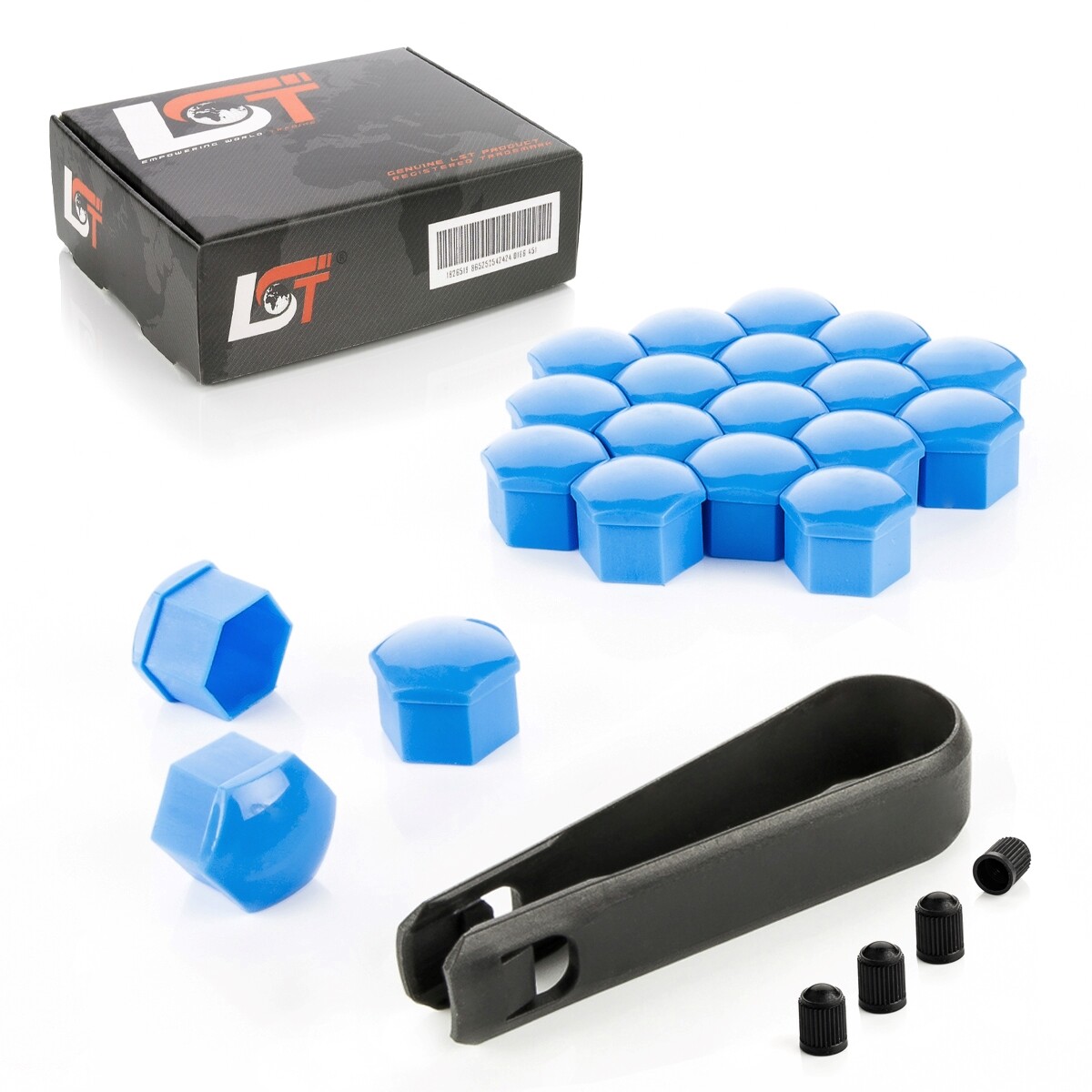 20X Wheel Bolt Caps Blue 17 Mm For MERCEDES-BENZ