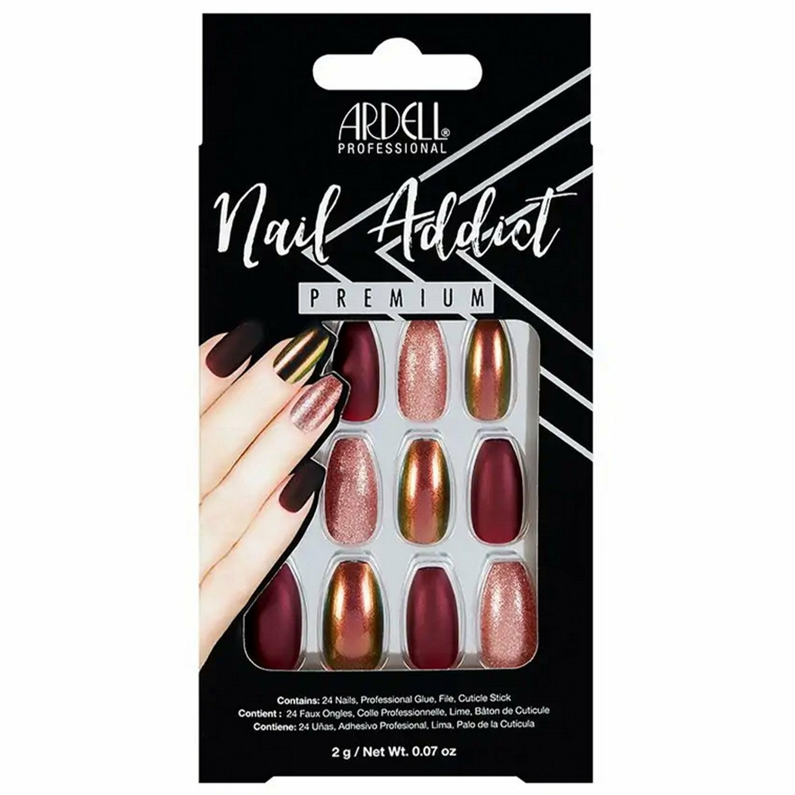 Ardell Nail Addict Premium False Nails - Red Cateye (24 Nails)(75890)