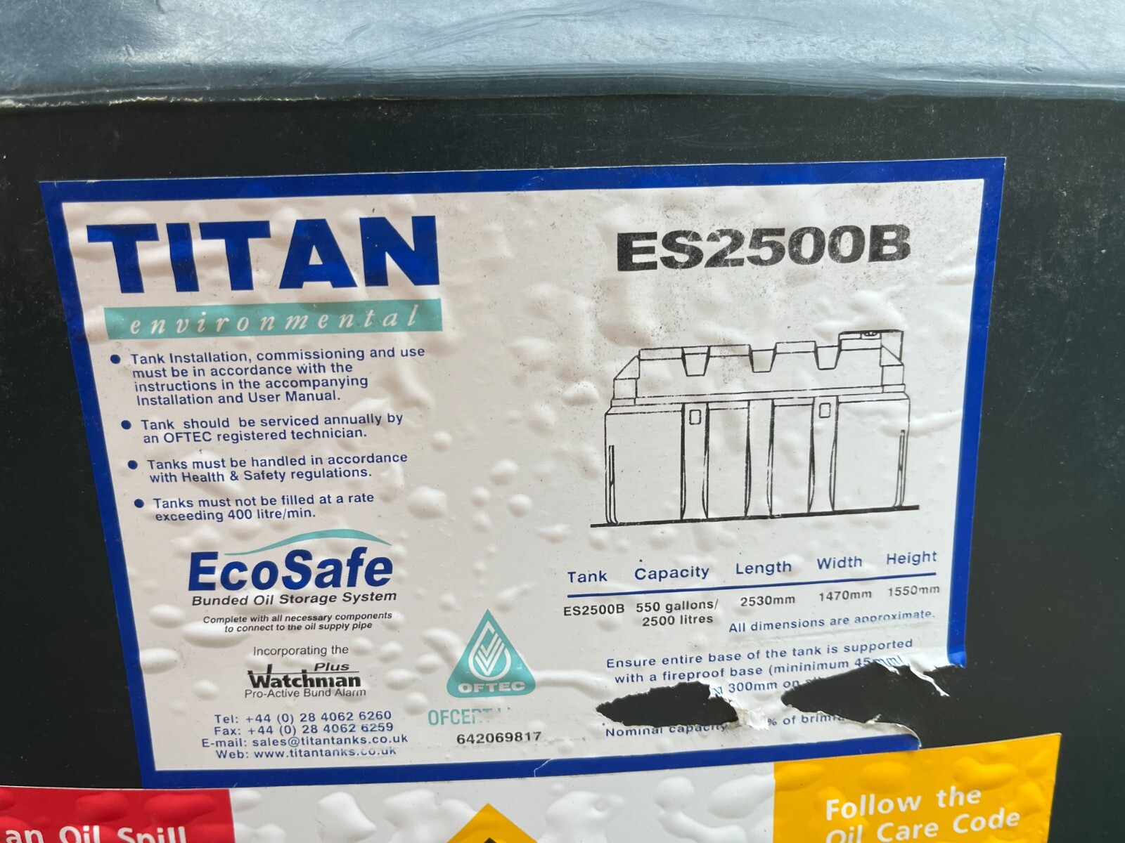 2500L Bunded Oil Tank eBay