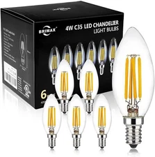 6-24 Pack Dimmable E12 Candle Light Bulbs LED 4W 6W Chandelier Candelabra Bulb