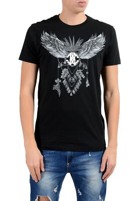 Roberto Cavalli Men's Black Graphic Crewneck T-Shirt Size S M L XL 2XL