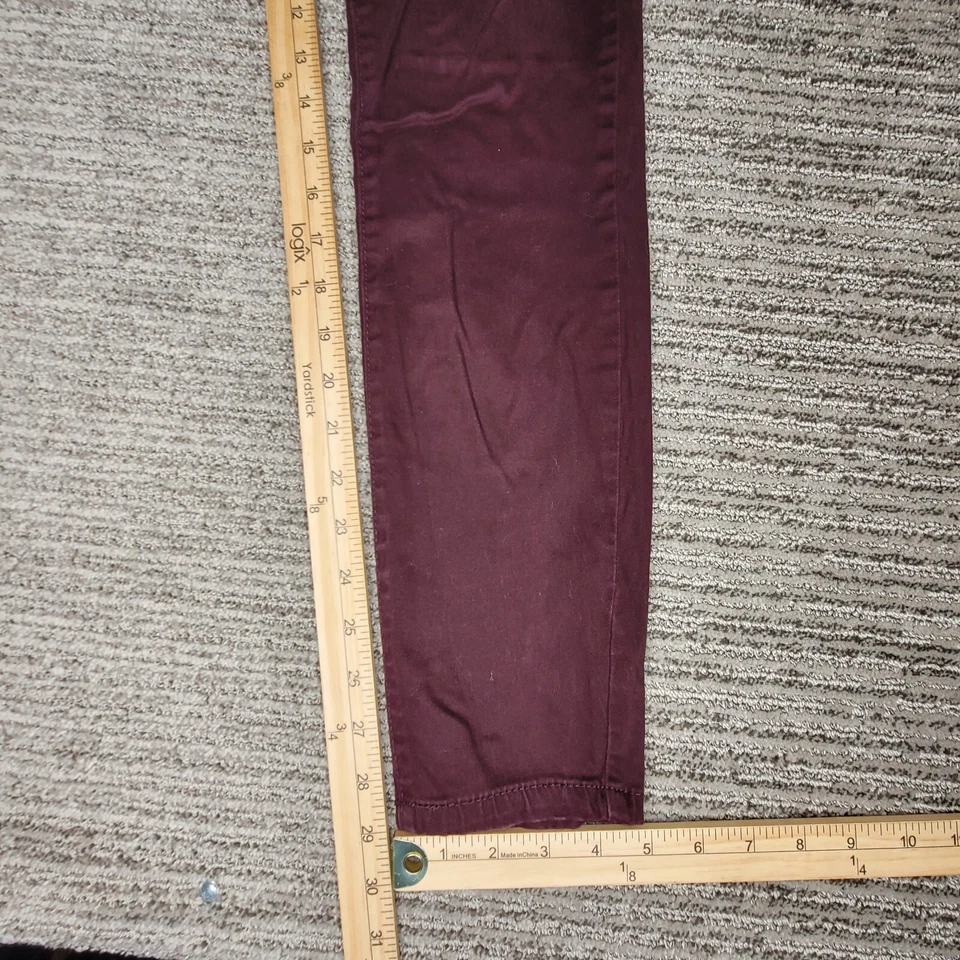 Pantalones de mujer Buffalo David talla 2/26 ajustados tiro medio trabajo informal granate Foto 3 de 4