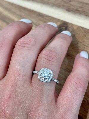 2 Carat Diamond Engagement Ring Halo Cushion With Round Lab Created IGI