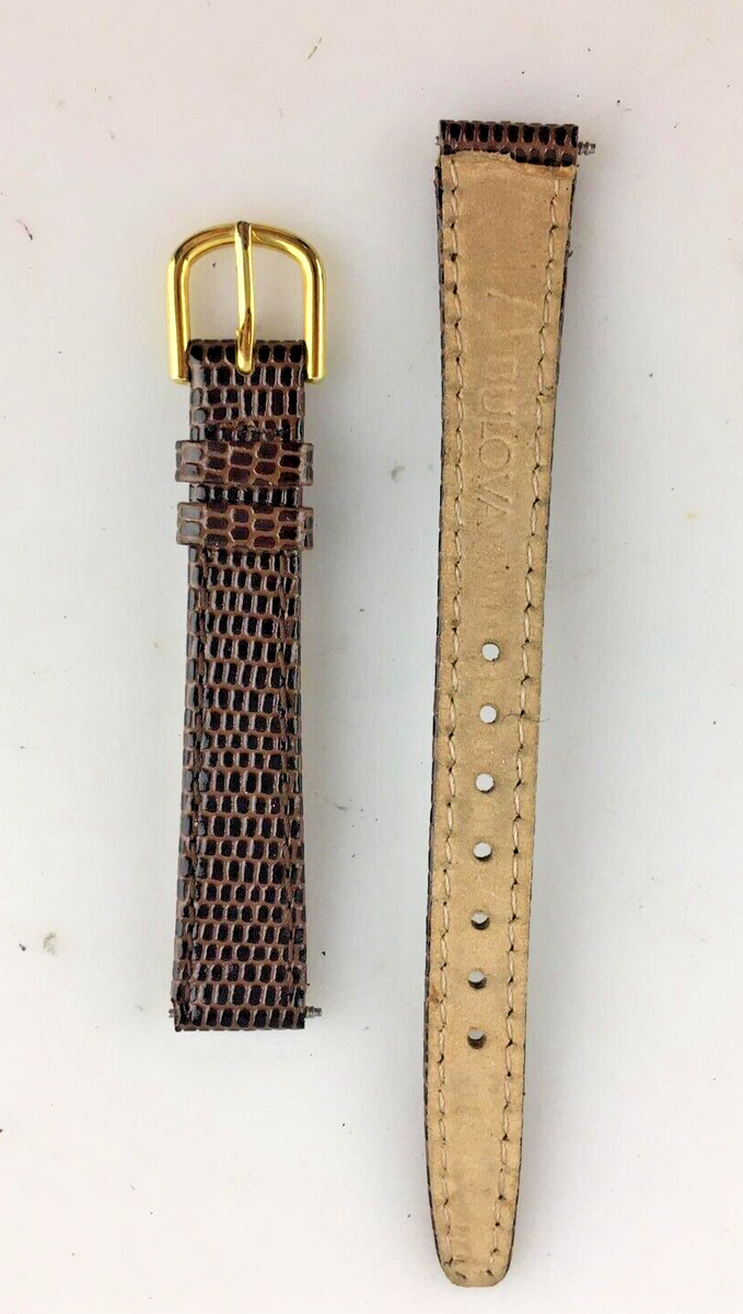 Cinturino Orologio Bulova 12 mm Pelle Marrone con Cuciture Donna