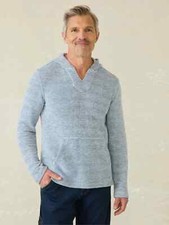 Faherty Sweatshirt Mens S Blue Whitewater Hoodie Pullover Jacquard Baja Oversize