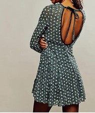 Free People Sheer Delight Mini Dress Topiary Combo Green Size S Fairy Whimsigoth