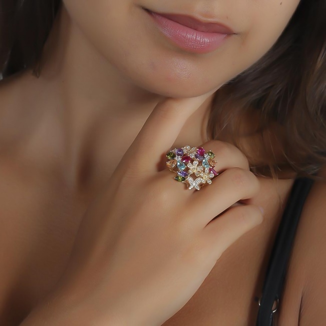 Bague Dolly-Bijoux Taille 54 - Pneu Diamant Cz 6 Mm Plaqué Or 18K - Made In France