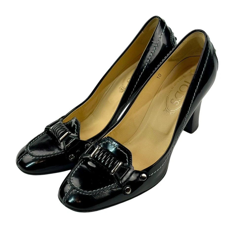 Zapatos de tacón TOD'S de charol negro para mujer talla 10 de EE. UU. - Hechos en Italia Foto 2 de 4